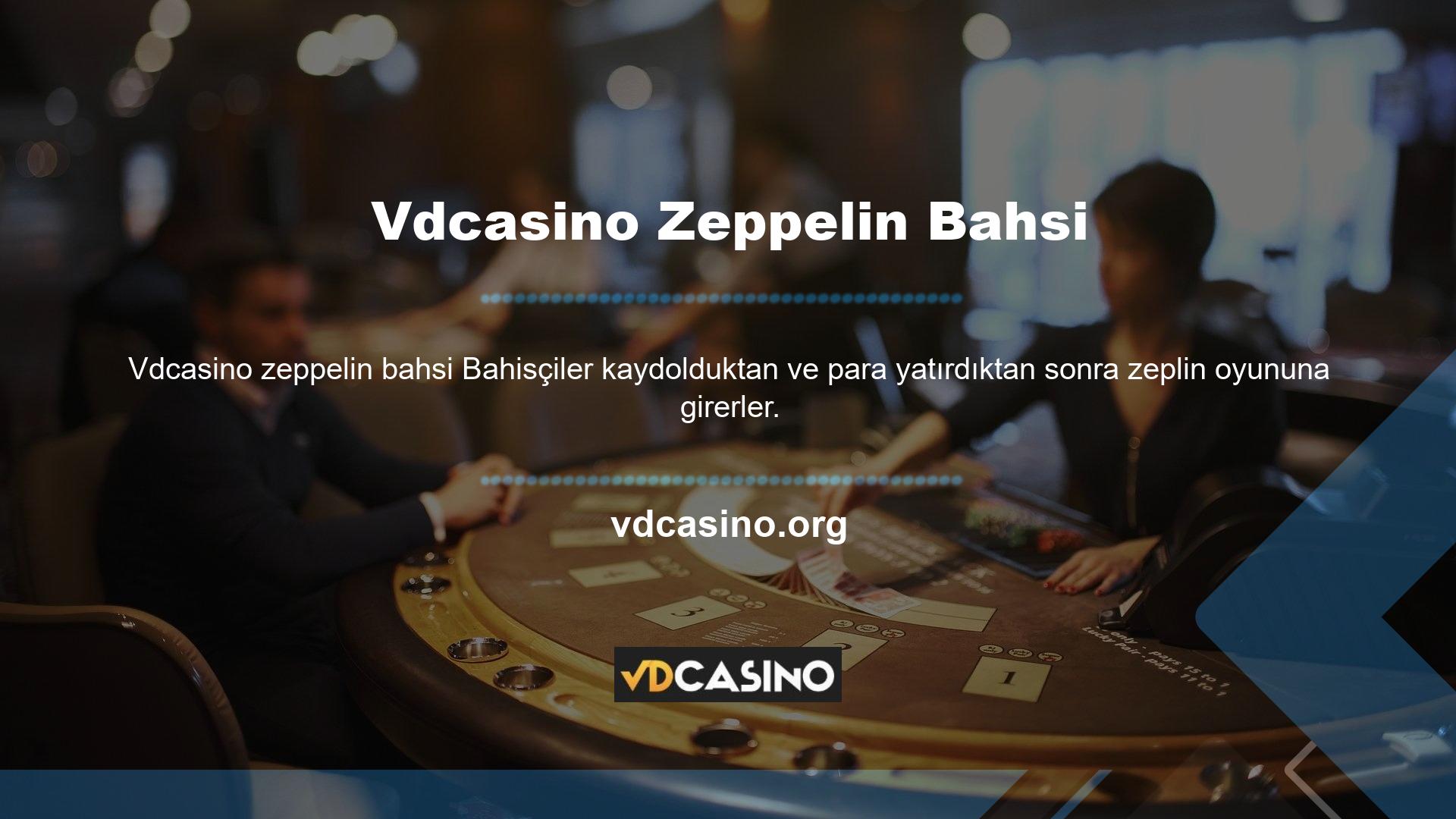 Vdcasino zeppelin bahsi oyuna para yatırmak için alt limiti kullanın